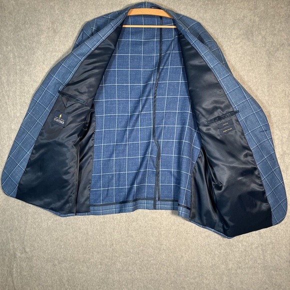 Stafford Blazer Mens 54R Blue Plaid Linen Classic Fit Sports Coat Jacket Preppy - Picture 8 of 15